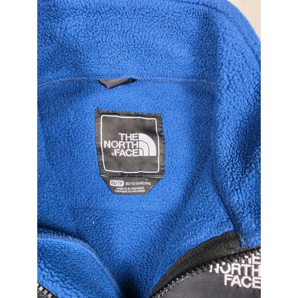 The North Face Denali Jacket Boys XS Blue Black Fleece Polartec Full Zip
